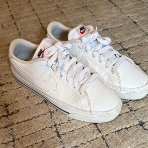 Nike Classic White Sneakers with Red Accents